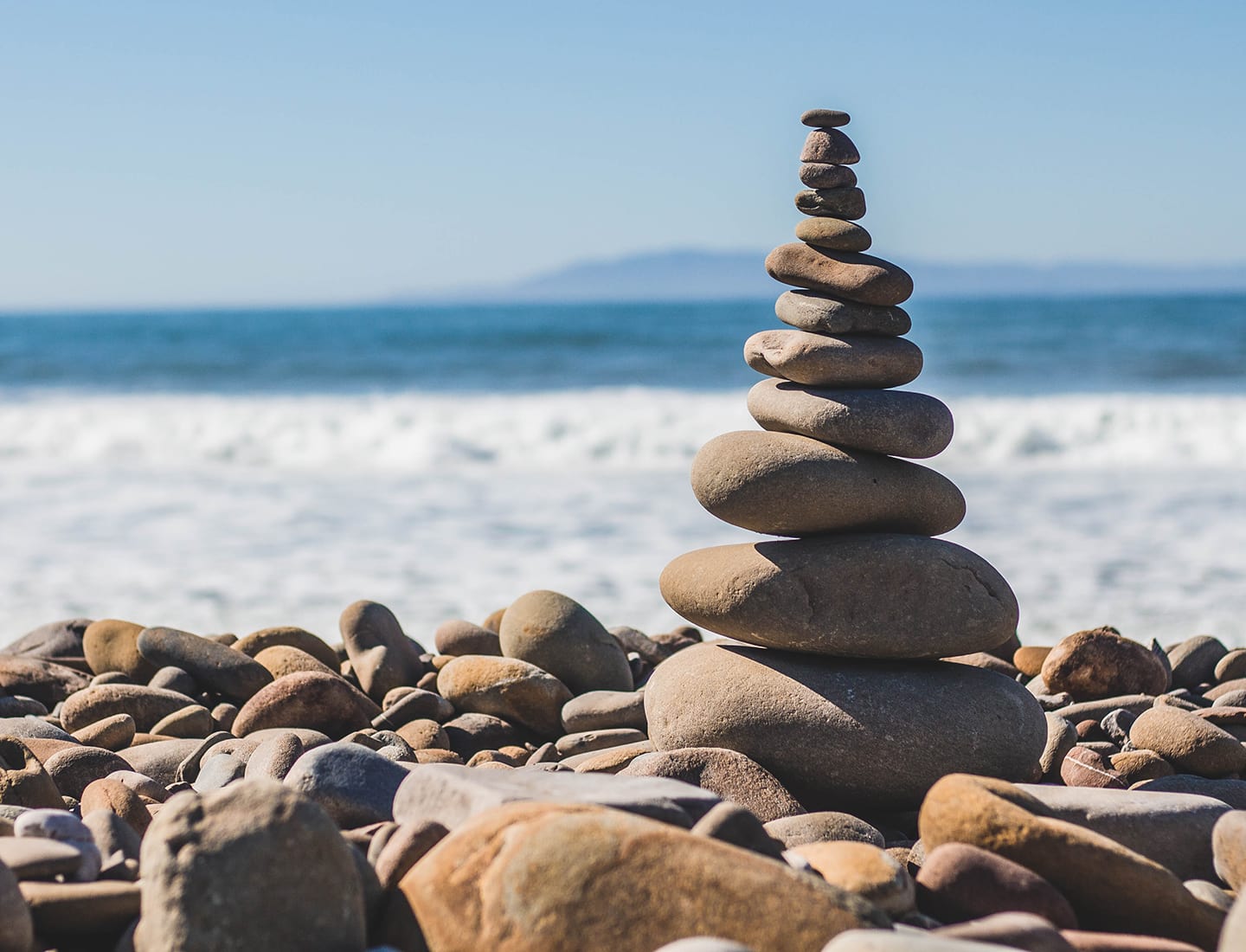 Balanced rocks by the ocean